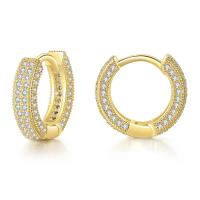 Brass Huggie Hoop Earring Donut plated micro pave cubic zirconia & for woman nickel lead & cadmium free Sold By Pair