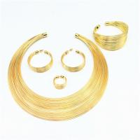 Zinc Alloy Jewelry Sets finger ring & bracelet & earring & necklace plated 4 pieces & for woman nickel lead & cadmium free 120mm 60mm 40mm US Ring Sold By Set