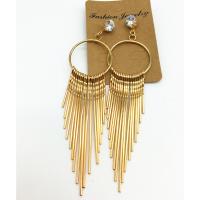 Fashion Fringe Earrings Zinc Alloy Tassel plated for woman & with rhinestone nickel lead & cadmium free Sold By Pair