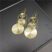 Tibetan Style Drop Earrings, Geometrical Pattern, plated, folk style & for woman & hollow, more colors for choice, nickel, lead & cadmium free, 85mm, Sold By Pair