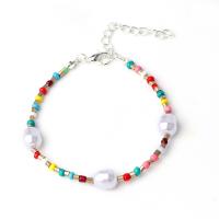 Zinc Alloy Anklet Resin with Plastic Pearl for woman multi-colored Length Approx 7.87 Inch Sold By PC