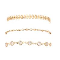 Tibetan Style Anklet, with Crystal, plated, 3 pieces & for woman, more colors for choice, 18.5cm,19cm, Sold By Set