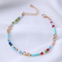 Zinc Alloy Anklet with Polymer Clay & Plastic gold color plated for woman multi-colored Length Approx 8.26 Inch Sold By PC