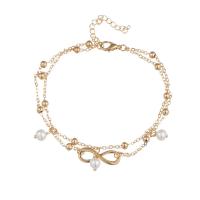 Zinc Alloy Anklet with Plastic Pearl with 1.96 inch extender chain plated for woman & multi-strand Length Approx 9.06 Inch Sold By PC