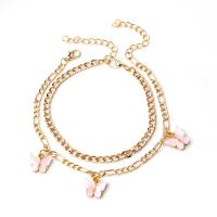 Zinc Alloy Anklet gold color plated 2 pieces & for woman Length Approx 7.87 Inch Sold By Set