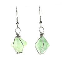 Natural Gemstone Earrings Brass with Green Fluorite platinum color plated fashion jewelry & for woman nickel lead & cadmium free 20mm-30mm Sold By Pair