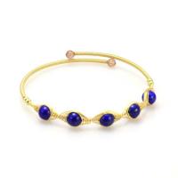 Brass Cuff Bangle, with Gemstone, gold color plated, different materials for choice & for woman, nickel, lead & cadmium free, 6-8mm, Inner Diameter:Approx 64mm, Sold By PC