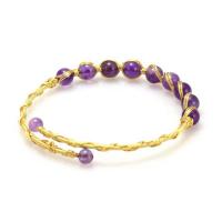 Brass Cuff Bangle with Amethyst 14K gold-filled for woman nickel lead & cadmium free 6-7mm Inner Approx 64mm Sold By PC