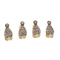 Tibetan Style Pinch Bail, with rhinestone, golden, 9mm, 10PCs/Bag, Sold By Bag