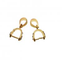 Tibetan Style Pinch Bail, with rhinestone, golden, 13mm, 10PCs/Bag, Sold By Bag