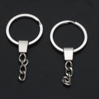 Zinek Keychain kabel Ring, stříbro, 26mm, 50PC/Bag, Prodáno By Bag