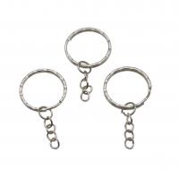 Zinek Keychain kabel Ring, stříbro, 32mm, 50PC/Bag, Prodáno By Bag