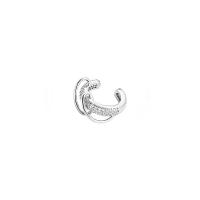 Pendientes Ear Cuff, metal, micro arcilla de zirconia cúbica & para mujer, plateado, 13mm, Vendido por UD