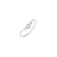 Anillo de dedo de latón, metal, con Perlas plásticas, Ajustable & micro arcilla de zirconia cúbica & para mujer, plateado, 4x7mm,17mm, Vendido por UD