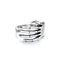 Messing Manchet Finger Ring, plated, voor vrouw, zilver, 16.50mm, Verkocht door PC