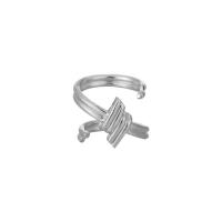 Messing Manchet Finger Ring, plated, Verstelbare & voor vrouw, zilver, 17mm, Verkocht door PC