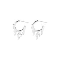 Brass Stud Earring, plated, for woman, silver color, 16x25mm, Sold By Pair