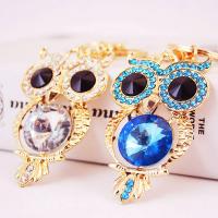 Tibetan Style Key Clasp, with Czech Rhinestone, Owl, high quality plated, fashion jewelry & for woman, more colors for choice, 140x49mm, Sold By PC