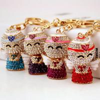 Tibetan Style Key Clasp, with Czech Rhinestone, Angel, high quality plated, fashion jewelry & for woman & enamel, more colors for choice, 114x35mm, Sold By PC