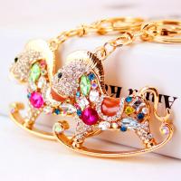 Tibetan Style Key Clasp, with Czech Rhinestone, rocking horse, high quality plated, fashion jewelry & for woman & enamel, more colors for choice, 111x56mm, Sold By PC