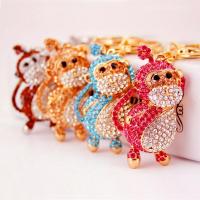 Tibetan Style Key Clasp, with Czech Rhinestone, Monkey, high quality plated, fashion jewelry & for woman & enamel, more colors for choice, 131x31mm, Sold By PC