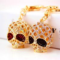 Tibetan Style Key Clasp, with Czech Rhinestone, Skull, high quality plated, fashion jewelry & Unisex, more colors for choice, 110x35mm, Sold By PC