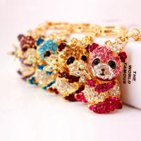 Tibetan Style Key Clasp, with Czech Rhinestone, Bear, high quality plated, fashion jewelry & Unisex & enamel, more colors for choice, 118x37mm, Sold By PC
