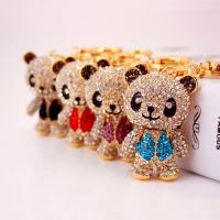 Tibetan Style Key Clasp, with Czech Rhinestone, Bear, high quality plated, fashion jewelry & Unisex & enamel, more colors for choice, 122x33mm, Sold By PC