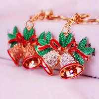 Zinc Alloy Key Clasp with Czech Rhinestone Christmas Bell high quality plated Christmas Design & fashion jewelry & Unisex & enamel Sold By PC