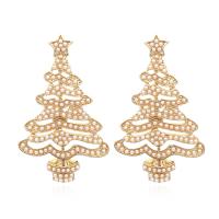 Zinc Alloy Drop Earrings with ABS Plastic Pearl Christmas Tree high quality plated fashion jewelry & for woman & with rhinestone Sold By Pair