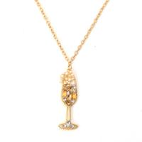Zinc Alloy smykker halskæde, med ABS plastik perle, med 1.97 extender kæde, højkvalitets forgyldt og aldrig fade, mode smykker & for kvinde & med rhinestone, gylden, 51x16mm, Længde 16.54 inch, Solgt af PC