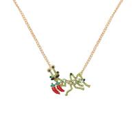 Zinc Alloy Jewelry Necklace with 1.97 extender chain high quality plated fashion jewelry & for woman & with rhinestone green Length 16.54 Inch Sold By PC