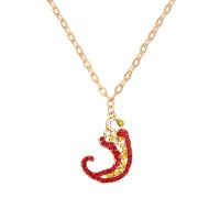 Zinc Alloy smykker halskæde, med 1.97 extender kæde, Peber, højkvalitets forgyldt og aldrig fade, mode smykker & for kvinde & med rhinestone, rød, 39x29mm, Længde 16.54 inch, Solgt af PC