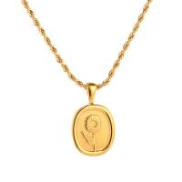 Titanstahl Halskette, Quadrat, für Frau, goldfarben, 15x18mm, Länge:ca. 18.11 ZollInch, verkauft von PC