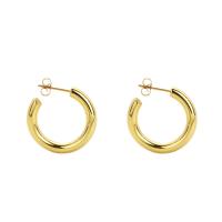 Titanium Staal Earring, Donut, voor vrouw, gouden, 25mm, Verkocht door pair