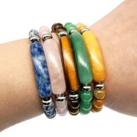 Gemstone Bracelets, Natural Stone, with 304 Stainless Steel, different materials for choice & Unisex & anti-fatigue, more colors for choice, 40mm,8mm, Length:Approx 7.87 Inch, Sold By PC