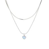 Brass Necklace with Sea Opal with 1.97Inch extender chain Heart platinum color plated Double Layer & gradient color & for woman multi-colored nickel lead & cadmium free 6mm Length Approx 13.78 Inch Approx 15.75 Inch Sold By PC