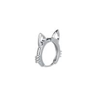 Brass Huggie Hoop Earring Cat for woman & hollow platinum color nickel lead & cadmium free Sold By Pair