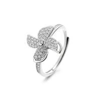 Cubic Zirconia Micro Pave Brass Ring, Pinwheel, micro pave cubic zirconia & for woman, platinum color, nickel, lead & cadmium free, 14mm, Sold By PC