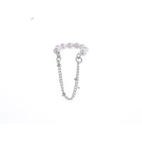 Pendientes Ear Cuff, metal, con Perlas plásticas, chapado en color de platina, para mujer, Blanco, libre de níquel, plomo & cadmio, 20mm, Vendido por UD