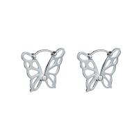Brass Leverback Earring, Butterfly, for woman & hollow, platinum color, nickel, lead & cadmium free, 16x21mm, Sold By Pair