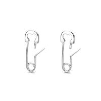 Brass Stud Earring Safety Pin for woman platinum color nickel lead & cadmium free Sold By Pair