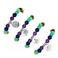 Gemstone Bracelets with Zinc Alloy silver color plated Unisex mixed colors 8mm Length 7.3-7.5 Inch Sold By PC