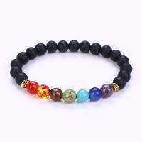 Gemstone Bracelets, with Tibetan Style, plated, Unisex, more colors for choice, 8mm, Length:6.3-7.9 Inch, Sold By PC