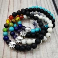 Gemstone Bracelets with Zinc Alloy silver color plated Unisex 8mm Length 7.1-8.3 Inch Sold By PC