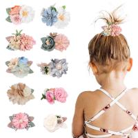 Children Hair Accessory Silk Flower handmade Girl mixed colors 76.10mm Sold By PC