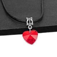 Tibetan Style Sweater Chain Necklace, with Crystal, Heart, plated, can be used as necklace or sweater necklace, more colors for choice, 14x14x7mm, Hole:Approx 5mm, Length:32 cm, Sold By PC