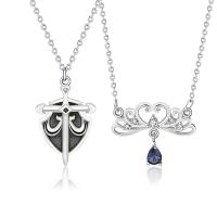 Couple Necklace 925 Sterling Silver platinum color plated & micro pave cubic zirconia Sold By PC