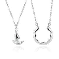 Couple Necklace 925 Sterling Silver platinum color plated Sold By PC