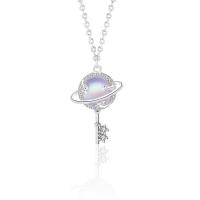 Cubic Zircon Micro Pave 925 Sterling Silver Necklace, with Moonstone, platinum color plated, micro pave cubic zirconia & for woman, 15x22mm, Length:Approx 15.74 Inch, Sold By PC